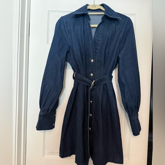 Commense Belted Button-Front Denim Shirt Dress Size XS NWT - Picture 5 of 6